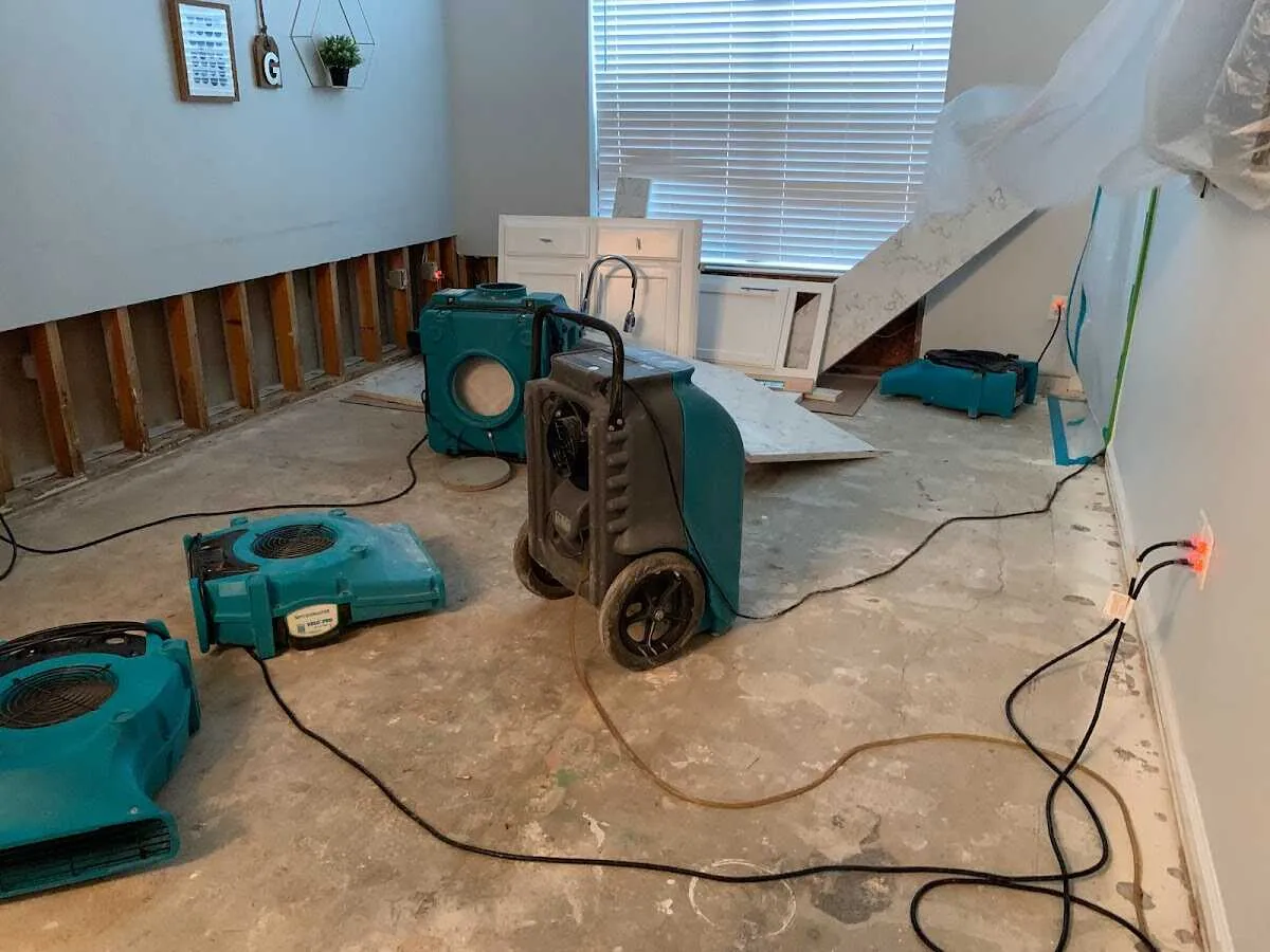 Dehumidifier in flood-cut room for Water Extraction & Removal in Hempstead